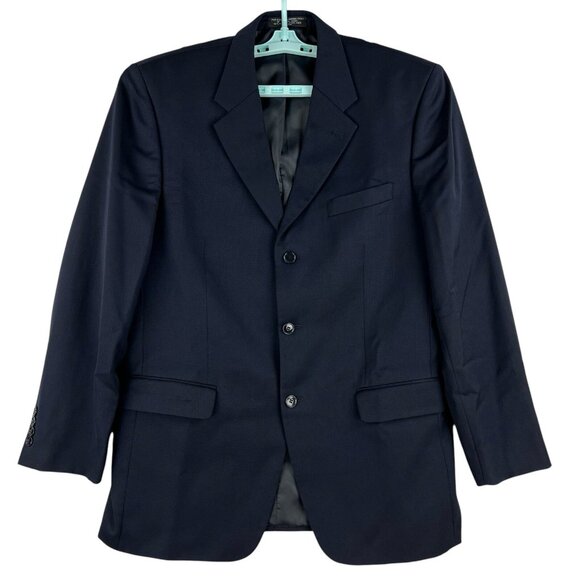 Jones New York Men's Wool Blend Navy Blazer Sport Coat Size 42L Two Buttons - Picture 1 of 15